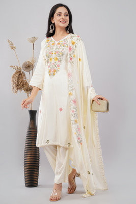Eelika Embroidered Kurta, Trouser/Pant & Dupatta Set