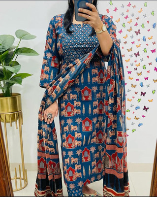 kuku Printed Kurta, Trouser/Pant & Dupatta Set
