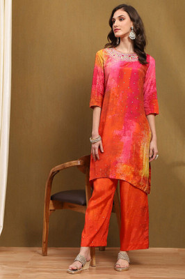 BIBA Printed Kurta, Palazzo & Dupatta Set