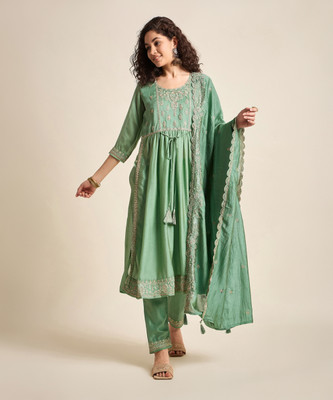 SheWill Embroidered Kurta, Trouser/Pant & Dupatta Set