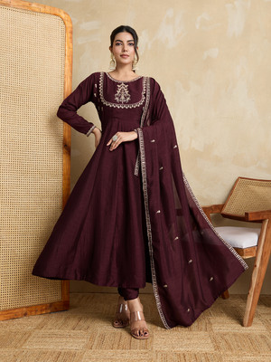Dev Embroidered Anarkali Kurta, Bottom & Dupatta Set