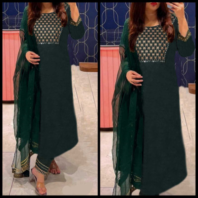 Roxworld Embroidered Kurta, Trouser/Pant & Dupatta Set