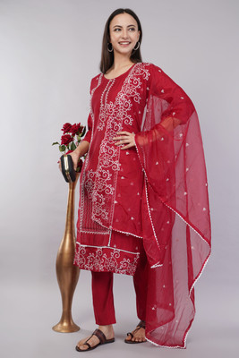 JIDI FASHION Floral Print Kurta, Trouser/Pant & Dupatta Set