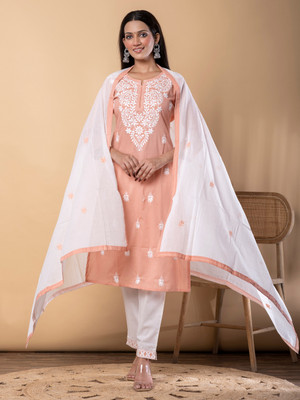 Readiprint Embroidered Kurta, Palazzo & Dupatta Set