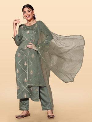 Anouk Rustic Embroidered Kurta, Trouser/Pant & Dupatta Set