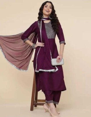 Aksharam trends Embroidered Kurta, Trouser/Pant & Dupatta Set