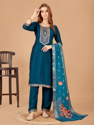 Xomantic FASHION Embroidered Kurta, Trouser/Pant & Dupatta Set