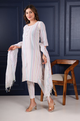 Fems Embroidered Kurta, Trouser/Pant & Dupatta Set