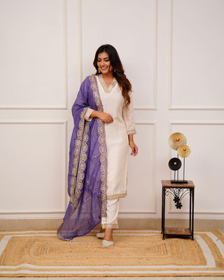 RK Creation Embroidered Kurta, Salwar & Dupatta Set