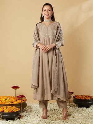 Feelon Embroidered Kurta, Trouser/Pant & Dupatta Set