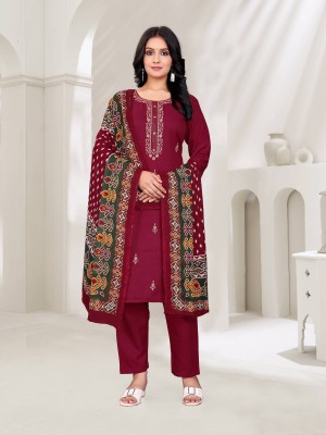 Talavadi Embroidered Kurta, Churidar & Dupatta Set