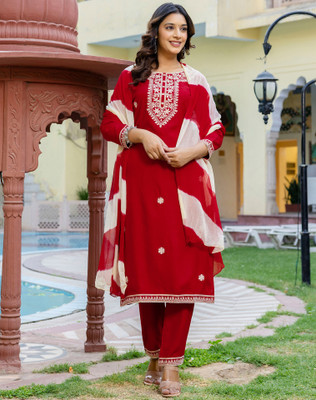 Tasrika Embellished, Embroidered Kurta, Salwar & Dupatta Set