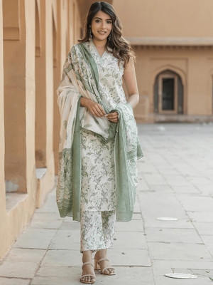 VEERACOLLECTION Floral Print Kurta, Trouser/Pant & Dupatta Set