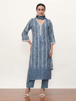 Jaipur Kurti Floral Print Kurta, Trouser/Pant & Dupatta Set