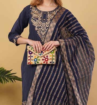 Vibrant Gaze Embroidered Kurta, Trouser/Pant & Dupatta Set