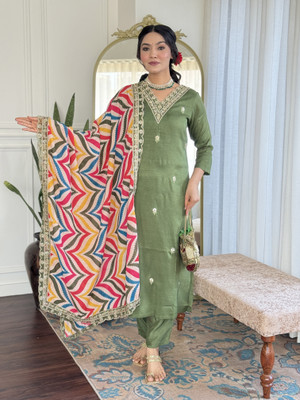 SHREE KSHETRAPAL CREATION Embroidered Kurta, Trouser/Pant & Dupatta Set