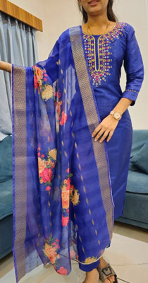 PRINSH STORE Embellished Kurta, Palazzo & Dupatta Set