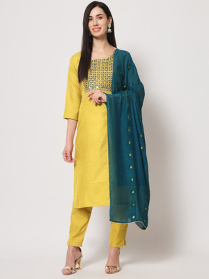 FABDEAL Embroidered Kurta, Trouser/Pant & Dupatta Set