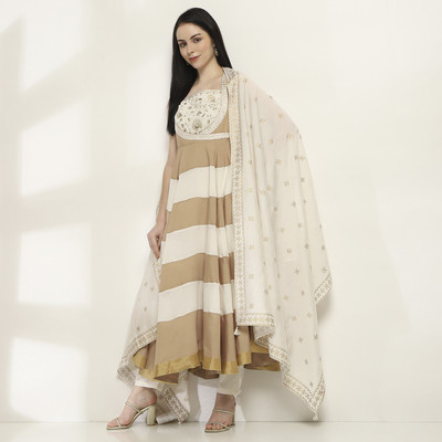 RANGRITI Solid Kurta, Trouser/Pant & Dupatta Set