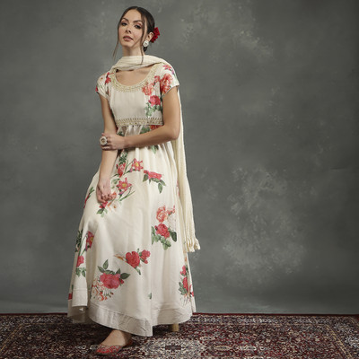BIBA Printed Kurta, Sharara & Dupatta Set