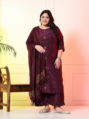 PrettyPlus by Desinoor.com Embellished Kurta, Trouser/Pant & Dupatta Set