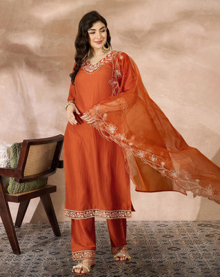 Tasrika Embroidered Kurta, Trouser/Pant & Dupatta Set