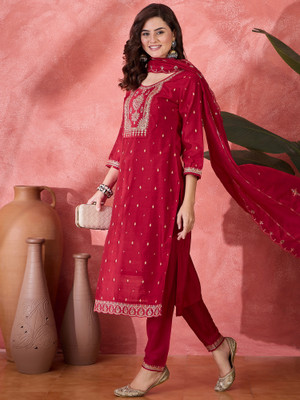Sangria Embroidered Kurta, Trouser/Pant & Dupatta Set