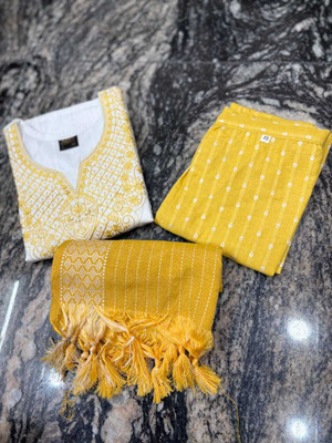 AZM INDUSTRIES Embroidered Kurta, Trouser/Pant & Dupatta Set