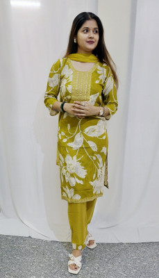 KAKKA JI COLLECTIONS Floral Print Kurta, Trouser/Pant & Dupatta Set