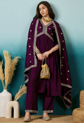 Tasrika Embroidered Kurta, Trouser/Pant & Dupatta Set