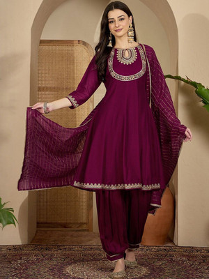 Sangria Embroidered Kurta, Patiala & Dupatta Set