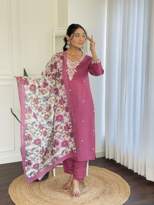 thestitchandstyle Embroidered Kurta, Trouser/Pant & Dupatta Set