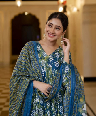 Meetara Creation Printed Kurta, Palazzo & Dupatta Set