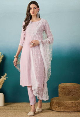 Tasrika Solid Kurta, Palazzo & Dupatta Set