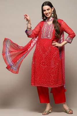 BIBA Printed Kurta, Palazzo & Dupatta Set