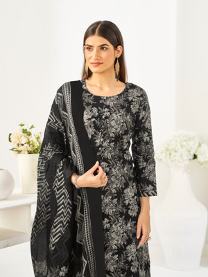 Larqi Floral Print Kurta, Trouser/Pant & Dupatta Set
