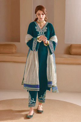 WAZIX Clothing Embroidered Kurta, Trouser/Pant & Dupatta Set