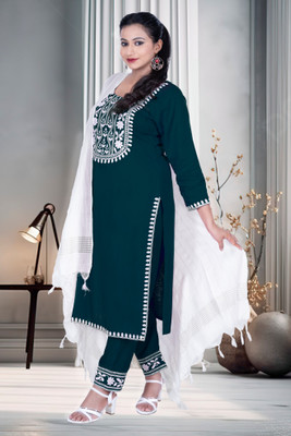 SABRANG MIX & MATCH Embroidered Kurta, Trouser/Pant & Dupatta Set