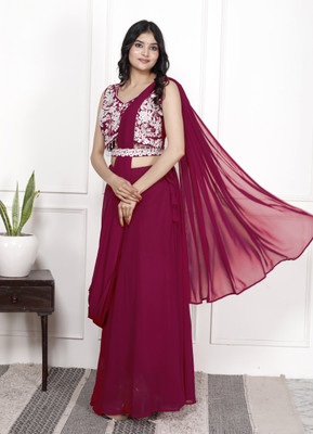 GRX Embroidered Kurta, Sharara & Dupatta Set