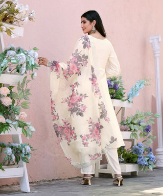 MK TEXARC Floral Print Kurta, Trouser/Pant & Dupatta Set