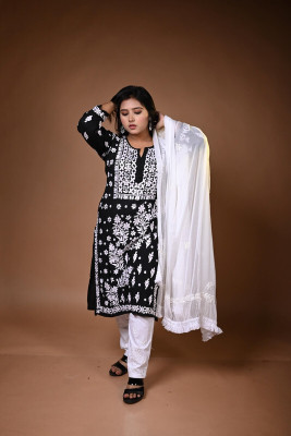 MALKIAT Embroidered Kurta, Trouser/Pant & Dupatta Set