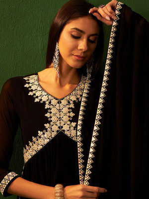 Sangria Embroidered Kurta, Trouser/Pant & Dupatta Set