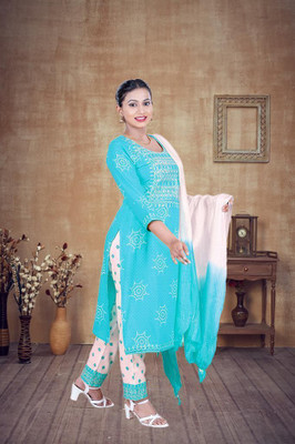 SABRANG MIX & MATCH Printed Kurta, Trouser/Pant & Dupatta Set