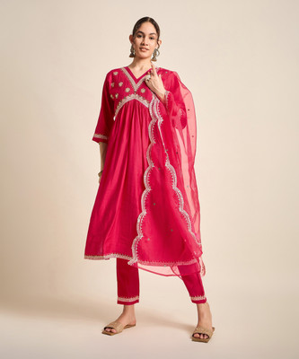SheWill Embroidered Kurta, Trouser/Pant & Dupatta Set