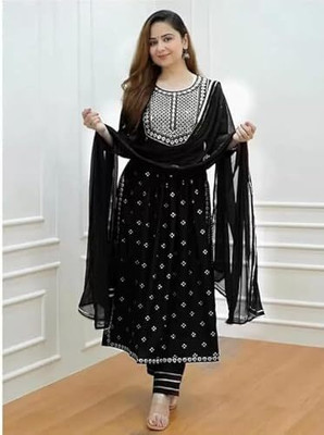 Shifa Creations Embellished Kurta, Palazzo & Dupatta Set