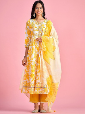 Aditi Tex Fab Printed Kurta, Trouser/Pant & Dupatta Set