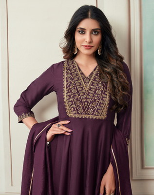 Tasrika Embellished, Embroidered Anarkali Kurta, Bottom & Dupatta Set