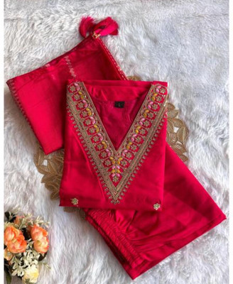 CLAVINET Embroidered Kurta, Trouser/Pant & Dupatta Set