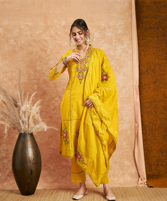 Sangria Embroidered Kurta, Trouser/Pant & Dupatta Set