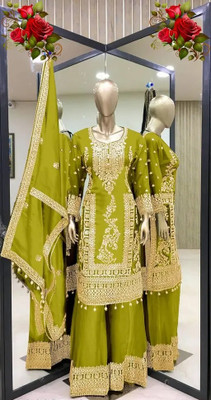 Primesky Embroidered Kurta, Trouser/Pant & Dupatta Set